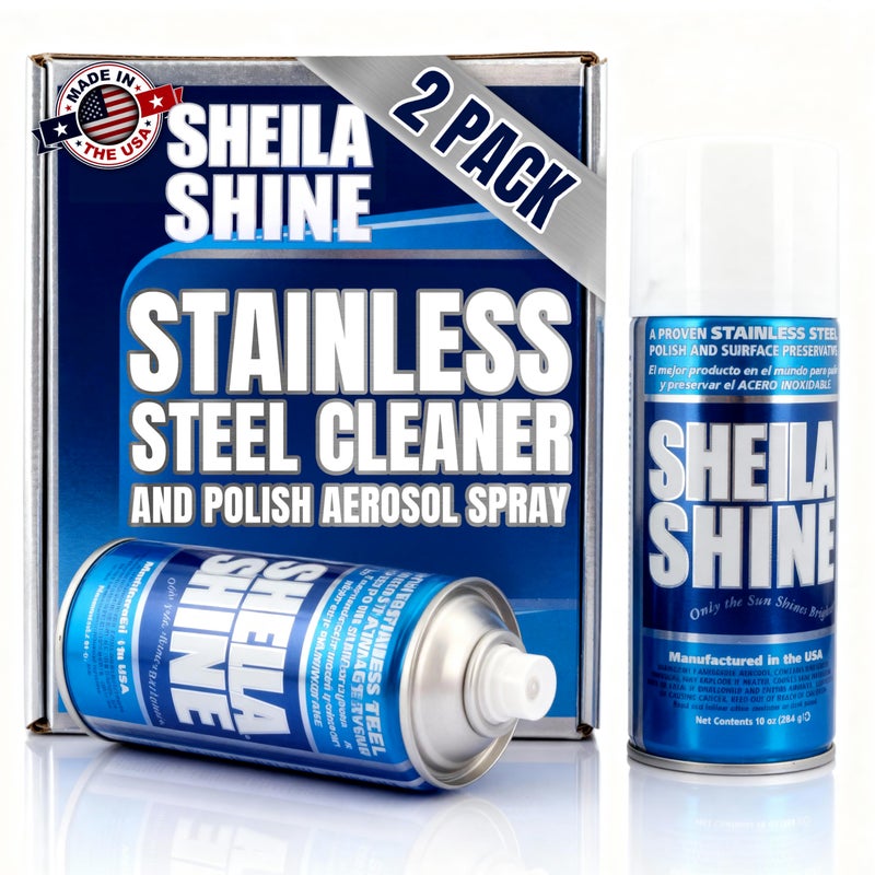 Sheila Shine 2 x 10oz Stainless Steel Cleaner and Polish - Removes Grease, Fingerprint & Watermark - Kitchen Appliances, Refrigerators, Sinks, Ovens & Grills - Stainless Steel Appliance Cleaner Spray - Image 1
